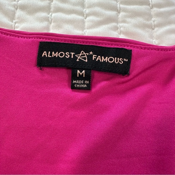 Almost Famous Barbiecore Fuchsia V-Neck Blouse - Picture 7 of 12